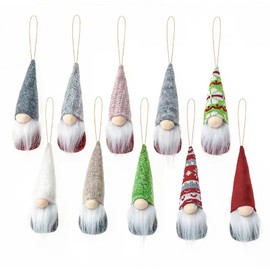 10pcs New Christmas Tree Hanging Gnomes Ornaments Set of 10, Swedish Handmade Plush Gnomes Santa Elf Hanging Home Decorations Holiday Decor