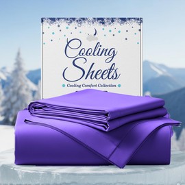 SLEEPHORIA 4 PC Cooling Sheets Full Size Bed Set - Temperature Regulating Bedding for Hot Sleepers - Deep Pocket Cooling Bed Sheets Full for Night Sweats and All-Night Cool Comfort (Regal Purple)