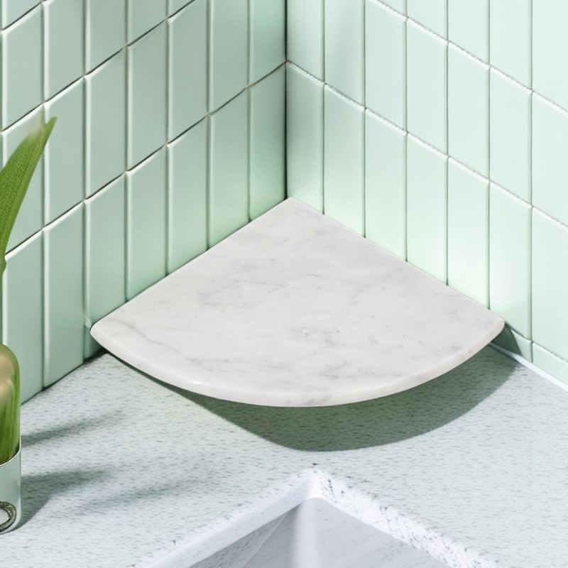Jusmioke 9 Inch Marble Corner Shower Shelf for Bathroom, Shower