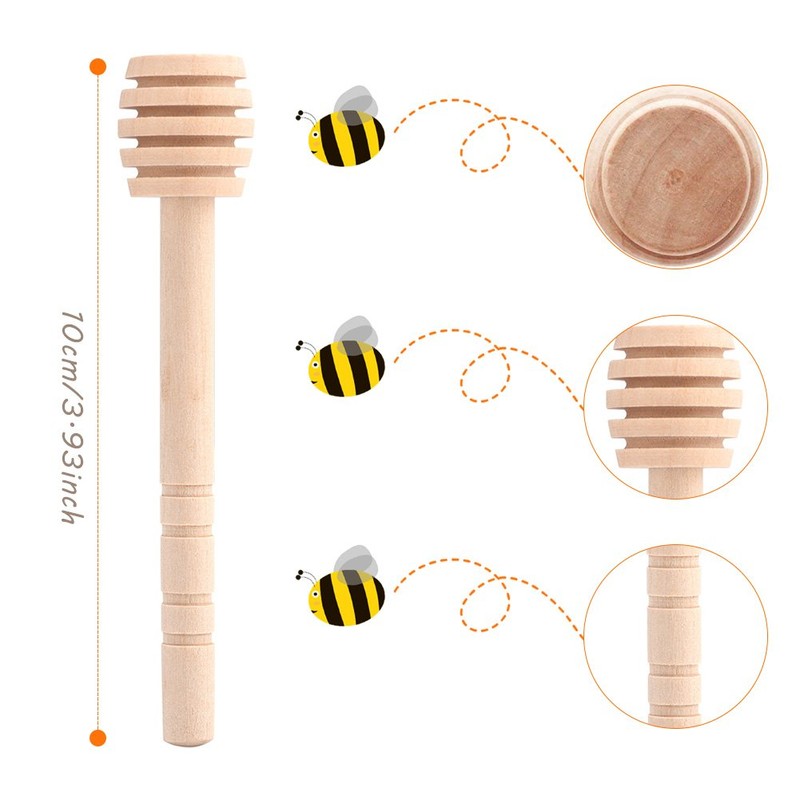 50Pcs/Set Household Wooden Portable Mini Jam Honey Dipper Jar Dispensing
