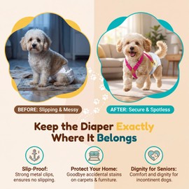 2 Pieces Dog Diaper Suspenders, for Dog Diaper Female and Belly Band for Male (Small/Medium, Blue&Beige)