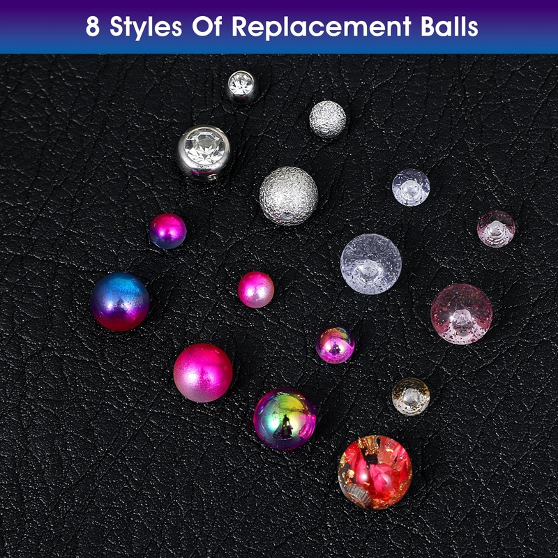 56PCS 14G Pregnancy Belly Button Rings with Replacement Balls, Anti-Sensitive