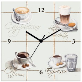 ARTLAND T9RA Wall Clock without Ticking Noises Aluminium Radio-Controlled Clock 30 x 30 cm Square Silent Cappuccino Coffee Cafe Original