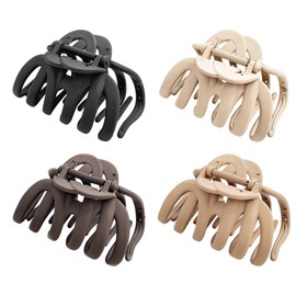 Pack of 4 Large Hair Clips, Octopus Clip, Spider Hair Claw, 9.5 cm Non-Slip Hair Clips for Women and Girls, Curly Long Thick Hair