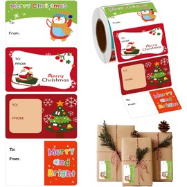 Bolsas de regalo de Navidad para etiquetas de nombre en blanco, etiquetas de Navidad para regalos (C)