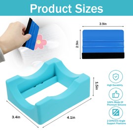 HealthSTEC Crafting Cup Cradle with Silicone Material and Felt Edge Squeegee Ideal for Applying Vinyl Decals on Tumblers Anti-Skid Design(Cyan)