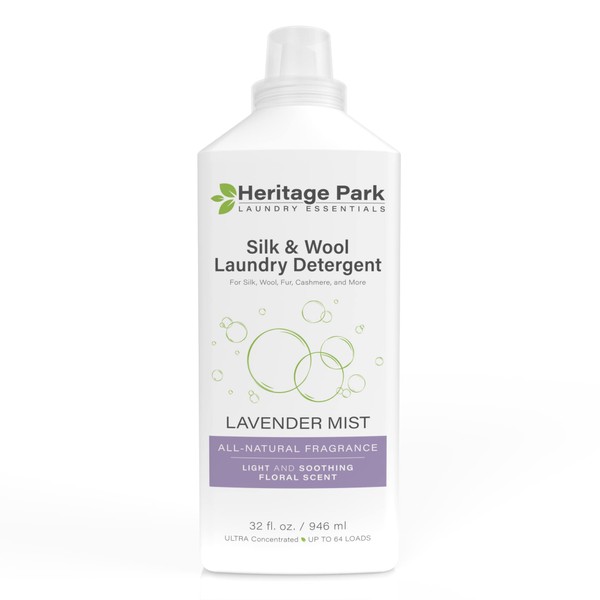 Heritage Park Silk & Wool All-Natural Lavender Mist Scent, pH-Neutral Laundry Detergent – Enzyme-Free, Concentrated Up to 64 loads (32 fl oz)