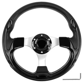 QYMOPAY Golf Cart Steering Wheel, Skid Steering Wheel, Universal Golf Cart for Club Car EZGO RXV and TXT, Yamaha, Precedent Tempo, DS