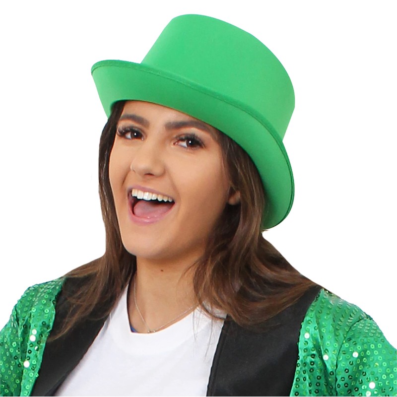 Green Satin Top Hat - Fancy Dress Dance Show Accessory