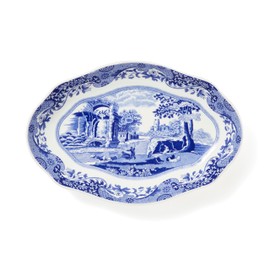 Spode Blue Italian Fluted Oval Dish 23 cm
