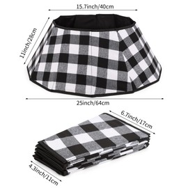Christmas Tree Collar Velvet Folable Black White Buffalo Plaid Christmas Tree Ring Tree Skirt for Christmas Holiday Tree Decoration