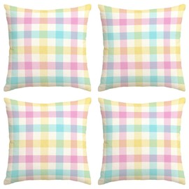 Spring Pillow Covers Happy Easter Throw Pillow Cases Farmhouse Buffalo Plaid Decor Happy Easter Decorations for Home Party Simple Life