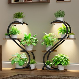 LATIBELL Plant Stand Indoor with Grow Light, 4 Tiered Metal Plant Shelf indoor, 29'' Plant Stands for Indoor Plants Multiple, Flower Stands for Indoor Plants Living Room, Patio, Balcony (2 Pack)