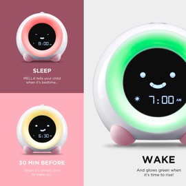 Mella Ready to Rise Children's Trainer, Alarm Clock, Night Light and Sleep Sounds Machine (Blush Pink)