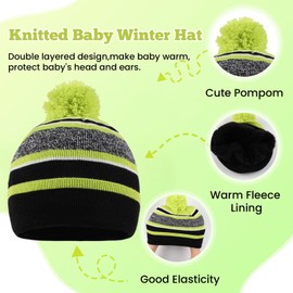 Zsedrut Kids Winter Hat Scarf Gloves Set Toddler Girls Boys Warm Knit Beanie Neck Warmer (Green,3-8 Years)