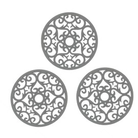 Makerstep Silicone Trivet Mat 3 Set in Heart Design Trivets. Hot Pan Holder Hot Pads for Countertop & Table. Non Slip, Serving Dishes Plates. Dishwasher Safe, Heat Resistant Kitchen Gadgets, Gray