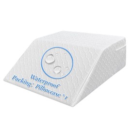 Mistuki Wedge Pillow Case Cover Leg Elevation Pillow Cover Bed Wedge Pillowcase Replacement Leg Knee Rest Pillow Protector with Zipper＆ Pocket 24x21x8 (Waterproof Wedge Pillow Cover Only)