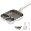 3-Cup egg frying pan, 3-in-1 cup design, raised handle, non-stick