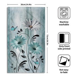 Giwawa Daisy Floral Hand Towels Teal White Flower Guest Towel Set of 2 Soft Absorbent Fingertip Towels for Bathroom Home Sports Gym Decor