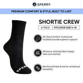 Sperry Women’s 6-Pack Mini Crew Socks, Pink Multi, 4,10