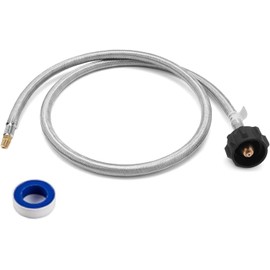 3 FT 1/4 inch Male NPT RV Propane Hose LP Gas Hose Stainless Steel Braided RV Propane Tank Hose with QCC1/Type1 Connection Replacement for Standard Two-Stage Auto Changeover Regulator, RV Trailer