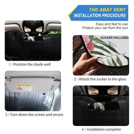 Windshield Sun Shade Vintage Tropical Flowers Leaves Sunshade Front for Car Truck SUV Blocks UV Rays Sun Visor Protector Keep Your Vehicle Cool