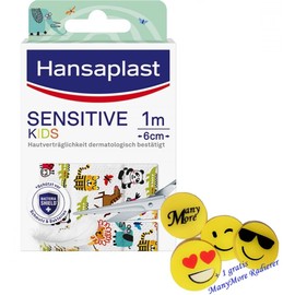 Hansaplast Sensitive Kids Plaster Can Be Cut to Size 1 m x 6 cm + Free ManyMore Eraser