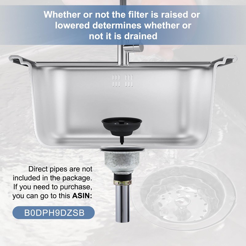 ZM Kitchen Sink Stainless Steel Deep Locking Basket Strainer with