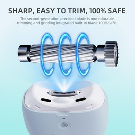 Electric Nail Clipper for Baby Nail Trimmer, 2 in 1 Automatic Electric Nail Clippers with LED Light, USB Rechargeable & 2 Speeds, Automatic Nail Clippers for Adults, Seniors, Babies, Children（Blue）