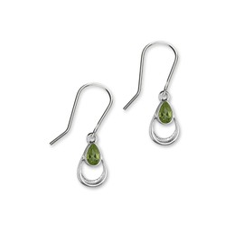 ORTAK 925 Sterling Silver Handmade Drop Earrings Natural Peridot Tear Drop Design August Birthstone Matt Polished Scottish Fine Jewellery Made In Scotland