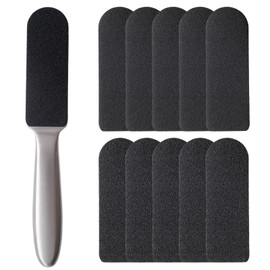 Yinluluna 1Pcs Professional Stainless Steel Pedicure Foot File, with 10 Coarse/Fine Double Side Reusable Pads for Care Cracked Skin Callus Remover