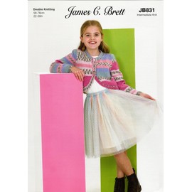 James Brett Double Knit Knitting Pattern Girls Cropped Bolero Style Cardigan (JB831)