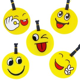 Pack of 5 Emoji Suitcase Tags, Emoji Luggage Tag Accessories, Waterproof Luggage Tag with Address Label, Luggage Taggage Smiley Blowing A Kiss, for Luggage, Travel Bags, Suitcase, Children and Adults