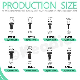 Keadic 400Pcs 8 Sizes Nylon Push-Type Bumper Fasteners Rivet Clips Assortment Set, Black PCB Circuit Panel Fasteners for Car Bumper Door Trim Interior Panels