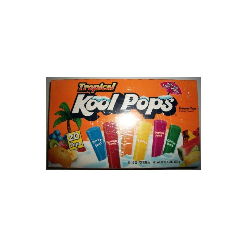Tropical Kool Freezer Pops 20 Count (Pack of 4)