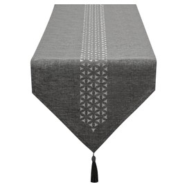 SANLEHAUSE Table Runner Grey 40 x 250 cm Modern, Hollow Table Runner Linen for Table Decoration, Machine Washable, Plain for Dining Tables, TV Cabinets, Kitchens, Rooms