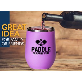 Pickleball Pink Edition Wine Tumbler 12oz - Paddle slappin' fun - Ball Game pop tennis rackets netball handlball