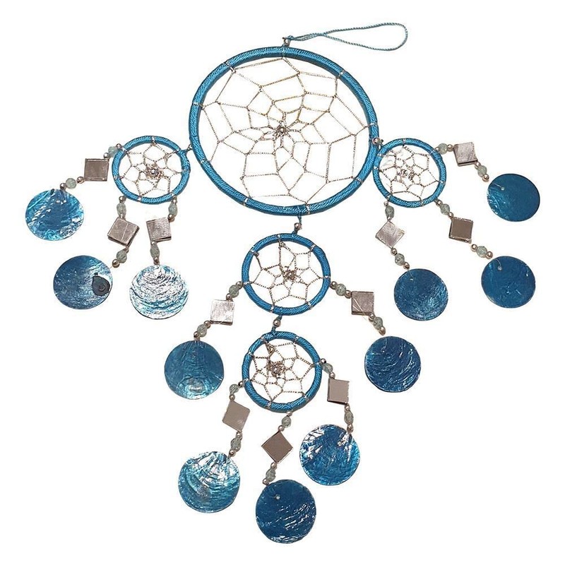 VIE Naturals Capiz Dream Catcher, No Feathers, 12cm, Blue, Multicolor,
