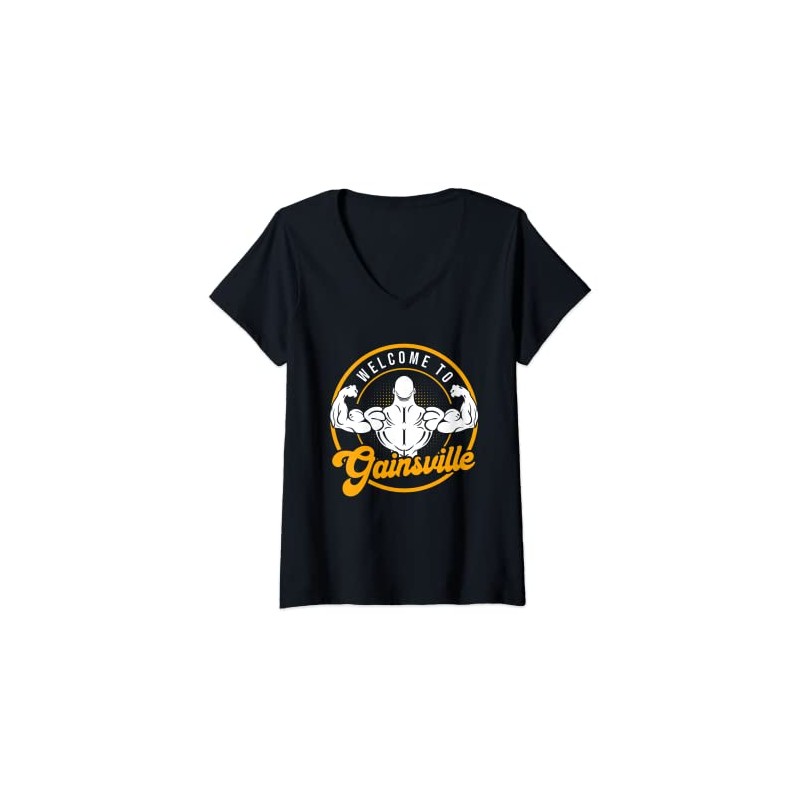 Damen Welcome to gainsville T-Shirt mit V-Ausschnitt