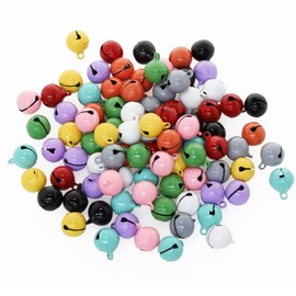 100Pcs Jingle Bells, BetterJonny 14mm Small Craft Bells 10 Sweet Colors Metal Bells Pet Bells for DIY Christmas Party Decorations and Jewelry Making