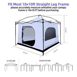 Joramoy Camping Cube for 10×10 Pop Up Canopy, Converts Straight Leg Canopy into Camping Inner Tent, Portable Vented Cube Tent with Full Floor(Frame/Top NOT Included)