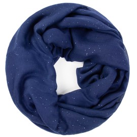 Gloop 01122-01123-P Women's Elegant Plain Loop Scarf, Tube Scarf, Plain Colour, Lightweight Tube Scarf, Blue with glitter 01123a7