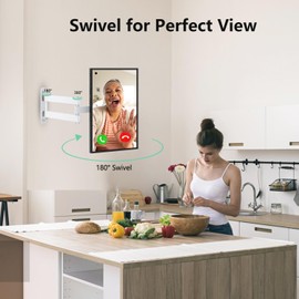 Alrhipvm Wall Mount for Echo Show 15, Full Motion Monitor Wall Mount for 10”-30” TV Screens, Show 15 Wall Mounting Bracket Swivel Rotation Extension Tilt, Max VESA 100x100mm Hold up to 33lbs, White