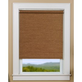 Green Mountain Vista Textured Natural Woven Cordless Spring Roller Blind - Cordless Blind & Shade for Home Windows and Doors, Light Filtering, Total Privacy (40" Wide x 72" Long, Cocoa)
