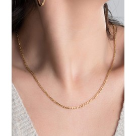 Barzel 18K Gold Plated Figaro Chain Necklace 2MM, 2.5MM, 3MM, 4MM, 4.5MM & 5MM for Women & Men (3MM, 16)