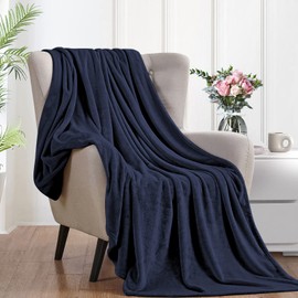 Cuddly, Fluffy Blanket, 130 x 160 cm - Small Fleece Sofa & Couch Blankets - Super Soft, as Sofa Throw, Blue