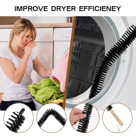 2 Pack Dryer Vent Cleaning Brush Kit: 16.5" Heavy-Duty Lint Removal Tool, Refrigerator Coil & Crevice Cleaner Brush for Stubborn Lint Trap Dust and Pet Hair