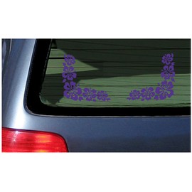 Hibiscus Flower Corner Design Left and Right Sticker Decal Lei Purple