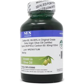 SES Research C60 - Nootropic, Focus, Sleeping Supplement, Anti Aging, Super Antioxidant, Maximum Concentration, C60 99.99% in Organic Extra Virgin Olive Oil