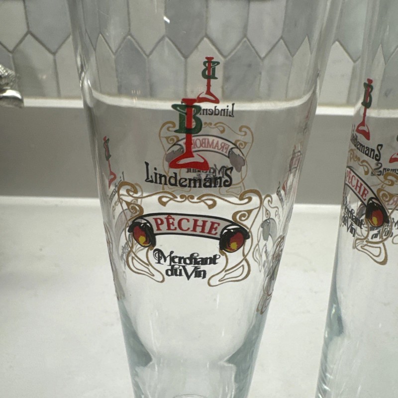 Lindemans Lambic Fluted Gold Rim Fruit Glass w Framboise Peche